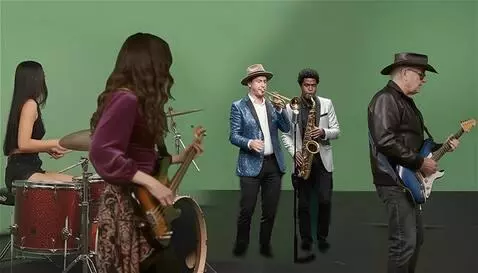 AI Video from prompt: all the musicians play in sync with the music