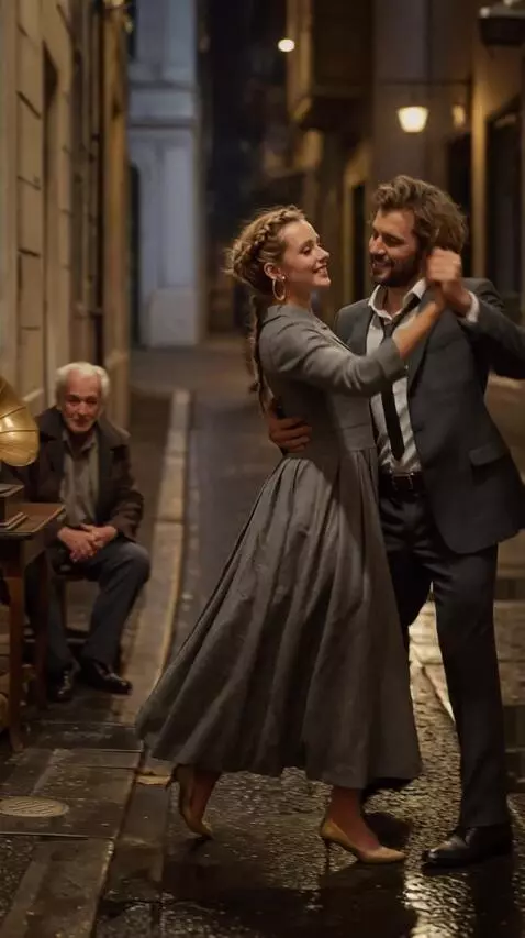 AI Video from prompt: A man and a woman are dancing a waltz. **The cam