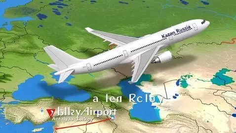 AI Video from prompt: The map depicts a mockup of a white passenger pl