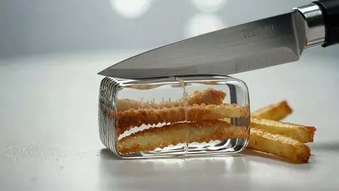 AI Video from prompt: British fish and chips made from the crystall gl