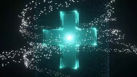 AI Video from prompt: Cinematic 3D render of a bright neon medical cro
