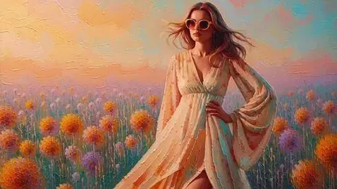 AI Video from prompt: A highly detailed oil painting of a stylish woma