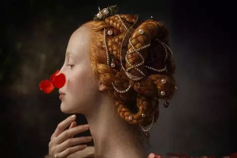 AI Video from prompt: bathing in a pool filled with rose petals. Cinem