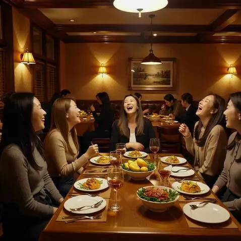 AI Video from prompt: a group of women laugh joyously at a restaurant 