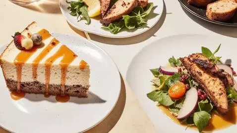 AI Video from prompt: dishes smoothly appear from the beige haze , one