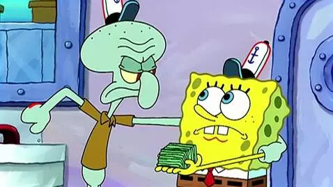 AI Video from prompt: Squidward grabs Spongebob and throws Spongebob a