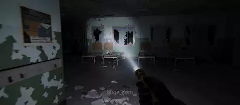 AI Video from prompt: Night. I, in a first-person view, with a flashli