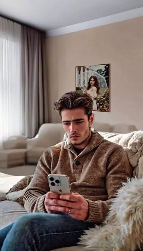 AI Video from prompt: A man sits and sadly looks at his phone, the cam