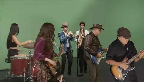 AI Video from prompt: band playing song, keep all the character likene