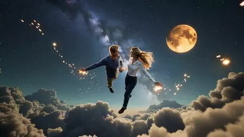 AI Video from prompt: Scene: Cinematic photorealistic fantasy night sk