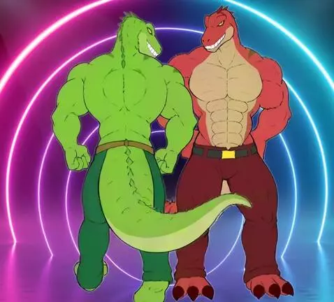 AI Video from prompt: Two T-rex brothers dance like Michael Jackson on