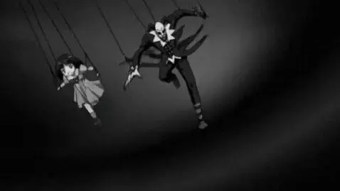 AI Video from prompt: The art is black and white, dark, anime-style. A
