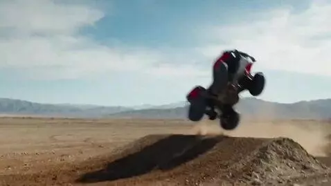 AI Video from prompt: red gray quad bike honda rubicon doing awsome st