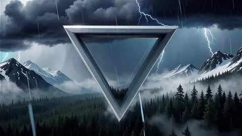 AI Video from prompt: A large triangle appears over the taiga and moun