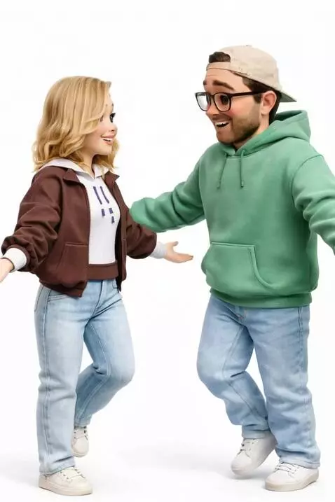 AI Video from prompt: Young people are running towards each other. The