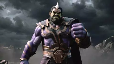 AI Video from prompt: Dark clouds cover the sky… the ground shakes. Th