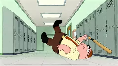 AI Video from prompt: Peter griffin fails on the floor he crowds says 