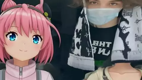 AI Video from prompt: A young man kneels in front of a girl with pink 