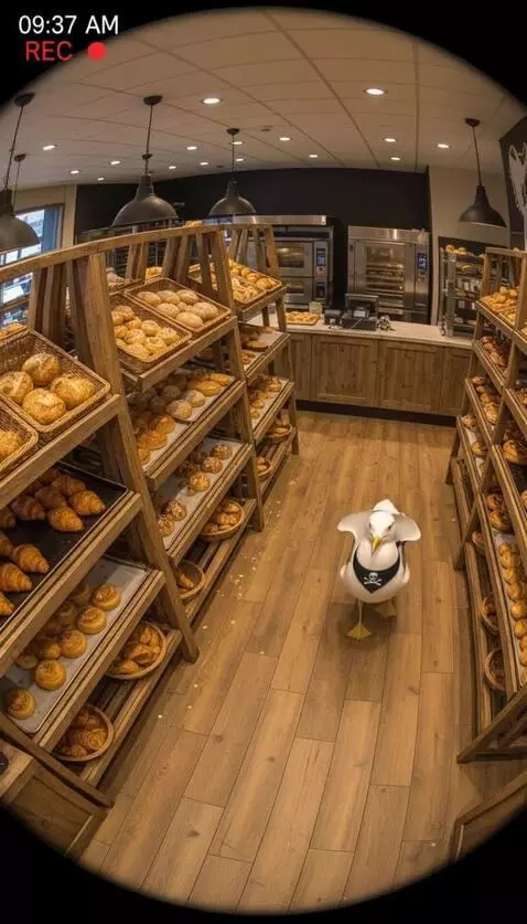 AI Video from prompt: The seagull walks slowly along the shelf with th