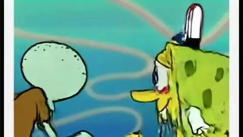 AI Video from prompt: Squidward and spongebob runs away withv