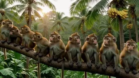 AI Video from prompt: Scene 1: A lush, dense tropical jungle. Sunlight