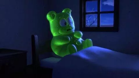 AI Video from prompt: Gummy bear Sora 2 and friends title card gummy b