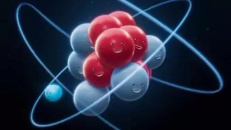 AI Video from prompt: At the beginning, we see protons and neutrons st