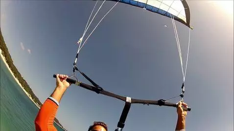 AI Video from prompt: parasailing under blue sky off cost of mexico