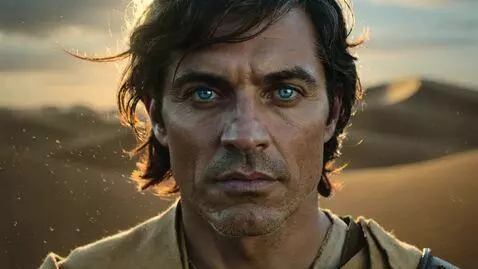 AI Video from prompt: "Cinematic portrait of a desert-dwelling man wit