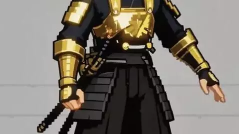 AI Video from prompt: He pulls out a regular katana from its sheath an