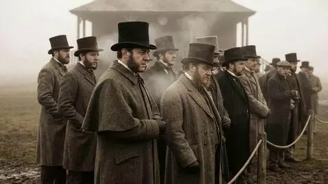 AI Video from prompt: Visual Action: Medium close-up of three male spe