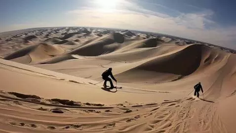 AI Video from prompt: skiing sand dunes in saudi arabia