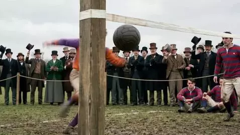 AI Video from prompt: Visual Action: View from inside the goal mouth l