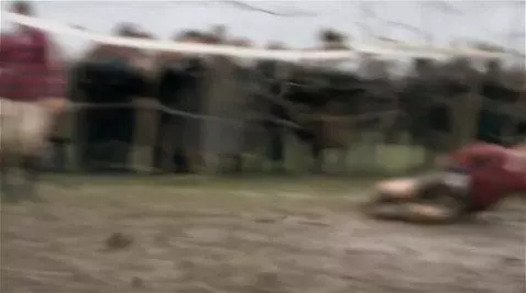 AI Video from prompt: Visual Action: View from inside the goal mouth l