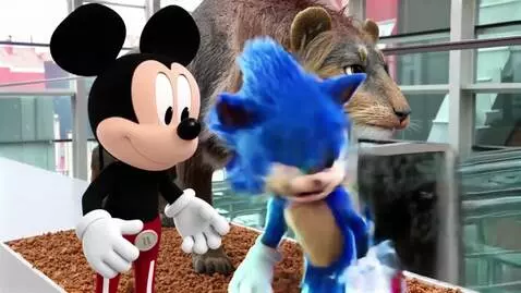 AI Video from prompt: Mickey and Sonic Are Loves Eurasian Cave Lion Mi