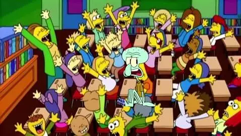 AI Video from prompt: Teacher Says "So, What's 12 + 9? Squidward Says 