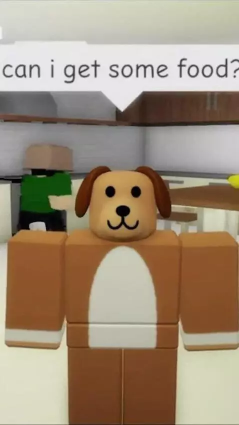 AI Video from prompt: doggie asks for food in roblox