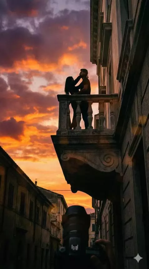 AI Video from prompt: The silhouette figures slowly raise their glasse