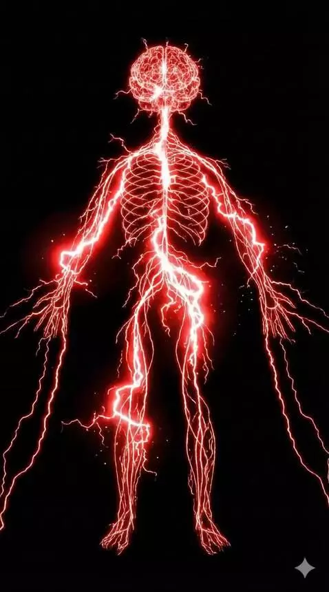 AI Video from prompt: The red electric lines pulse rapidly along the n