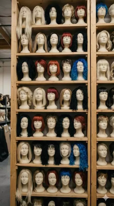 AI Video from prompt: Camera rotates slowly around the column of heads