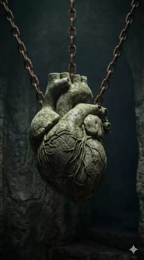 AI Video from prompt: The iron chains slowly tighten around the stone 