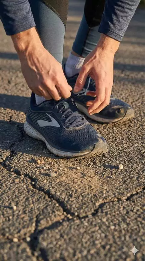 AI Video from prompt: Hands pull the laces tight and secure the knot. 