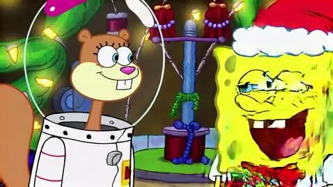 AI Video from prompt: SpongeBob got a pack of candy canes for Sandy Ch