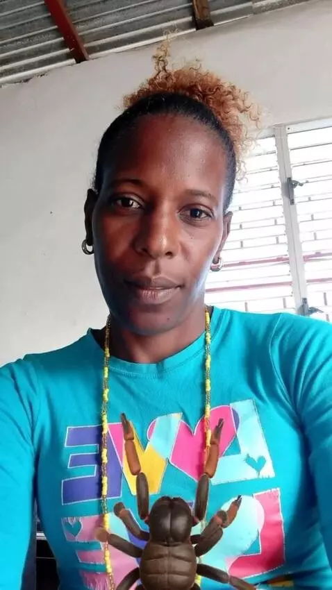 AI Video from prompt: a tarantula spider climbs up the T-shirt and hid