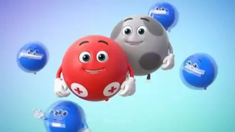 AI Video from prompt: The blue balls that circle around the red and gr