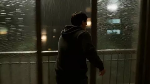 AI Video from prompt: Night. Rain. I'm standing, in first-person persp