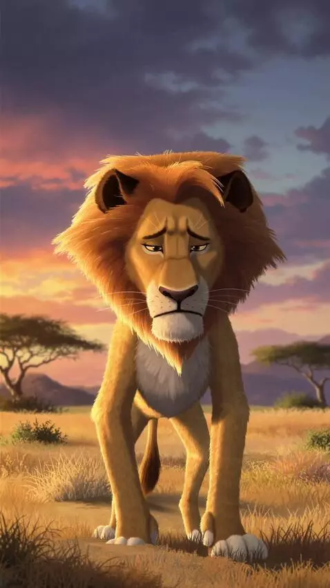 AI Video from prompt: A skinny hungry lion standing weakly in the sava