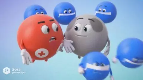 AI Video from prompt: The red ball and the gray ball are standing stil