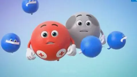 AI Video from prompt: While the red ball and the gray ball are standin