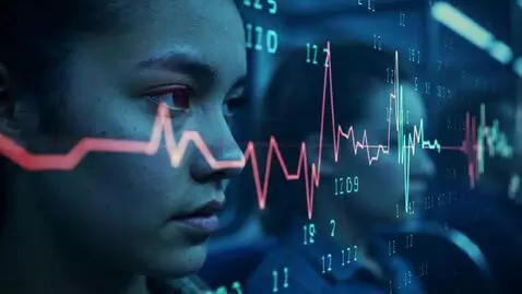 AI Video from prompt: (Digital interference, volatility graphs, faces 